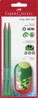 Grip 2001 Set 2Xołówek+Temperówka Animal z gumką Blister Faber-Castell. Wydawca: Faber-Castell. SmakLiter.pl Opakowanie Grip 2001 Set 2Xołówek+Temperówka Animal z gumką Blister Faber-Castell