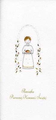 Opakowanie Karnet Komunia Chłopiec chleb MAK