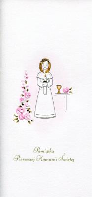 Opakowanie Karnet Komunia Dziewczynka kwiaty MAK