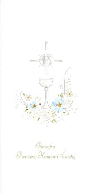 Opakowanie Karnet Komunia Kielich niebieski MAK