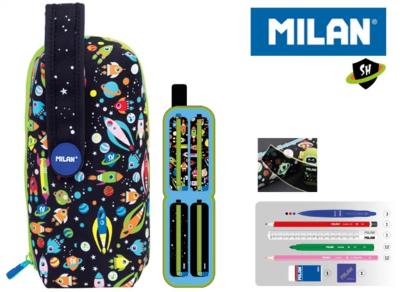 Opakowanie Multipiórnik MILAN owalny z 4 piórnikami SH czarny wzorki