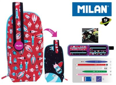 Opakowanie Multipiórnik MILAN owalny z 4 piórnikami SH czerwony wzorki