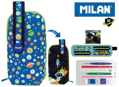 Opakowanie Multipiórnik MILAN owalny z 4 piórnikami SH niebieski wzorki