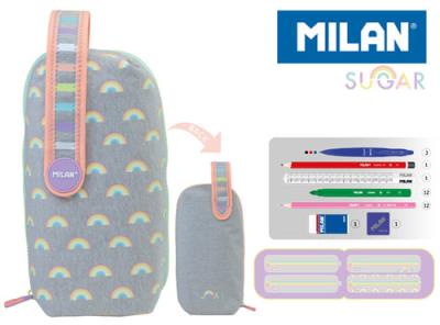 Opakowanie Multipiórnik MILAN owalny z 4 piórnikami SUGAR tęcza