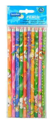 Opakowanie Ołówek Lambo School fantazyjny z kolorową gumką etui 10 sztuk