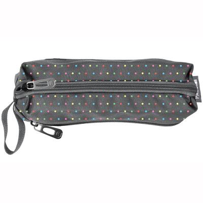 Opakowanie Piórnik trzykomorowy w kropki szary