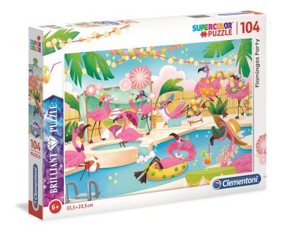 Opakowanie Puzzle Supercolor Brilliant Flamingos Party 104