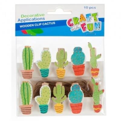 Opakowanie Spinacze drewniane kaktusy 10el