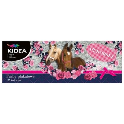 Opakowanie Farby plakatowe 12 kolorów Konie KIDEA