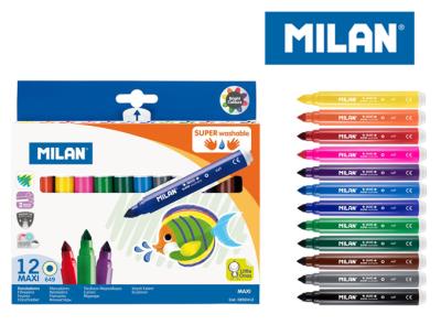 Opakowanie Flamastry maxi Super Washable 12 kolorów MILAN