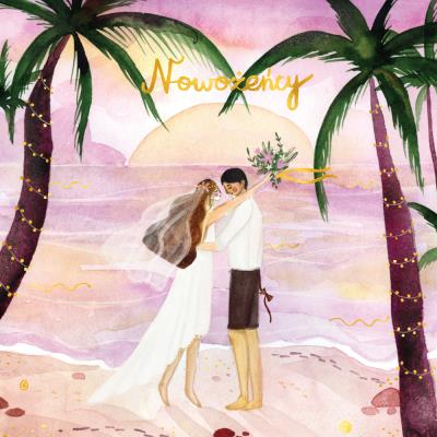 Opakowanie Karnet 155x155 Ślub - Palmy