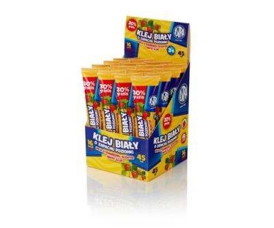 Opakowanie Klej biały zapachowy 45 ml poziomka 16 sztuk