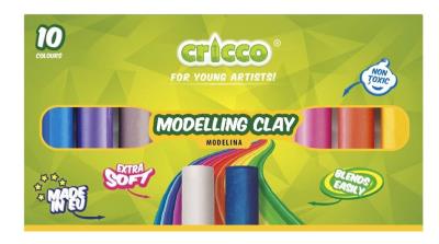 Modelina 10 kolorów CRICCO. Wydawca: Cricco. SmakLiter.pl Opakowanie Modelina 10 kolorów CRICCO