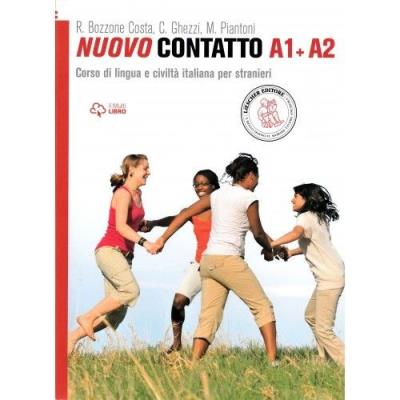 Nuovo Contatto A1+A2 Podręcznik z ćwiczeniami. Autor: Rosella Bozzone Costa, Chiara Ghezzi, Monica Pian. SmakLiter.pl Okładka książki Nuovo Contatto A1+A2 Podręcznik z ćwiczeniami
