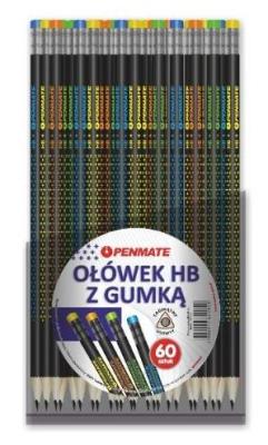 Opakowanie Ołówek trójkątny z gumką Gwiazdki (60szt)