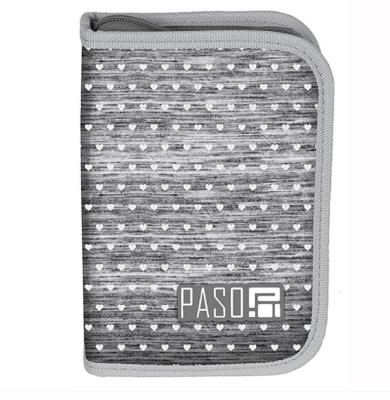 Opakowanie Piórnik jednokomorowy z wyposażeniem szary w serca