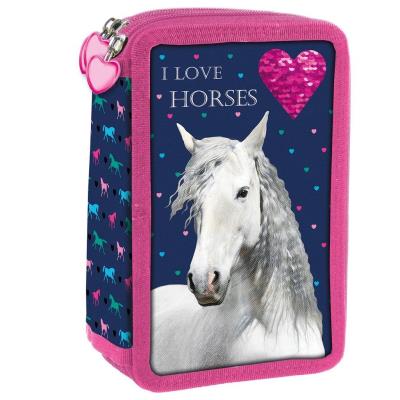 Opakowanie Piórnik z wyp. trójkomorowy konie 17 DERFORM