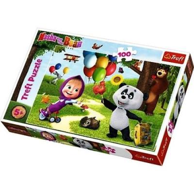 Puzzle 100 Masza i przyjaciele TREFL. Wydawca: Trefl. SmakLiter.pl Opakowanie Puzzle 100 Masza i przyjaciele TREFL