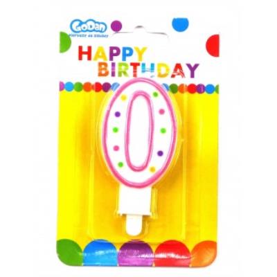 Opakowanie ŚWIECZKA CYFERKA Z KROPECZKAMI 0 7.5 CM PF-SCK0