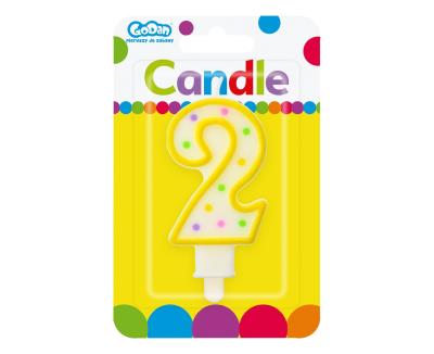 Opakowanie ŚWIECZKA CYFERKA Z KROPECZKAMI 2 7.5 CM PF-SCK2