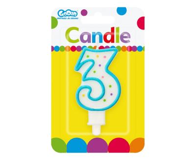 Opakowanie ŚWIECZKA CYFERKA Z KROPECZKAMI 3 7.5 CM PF-SCK3