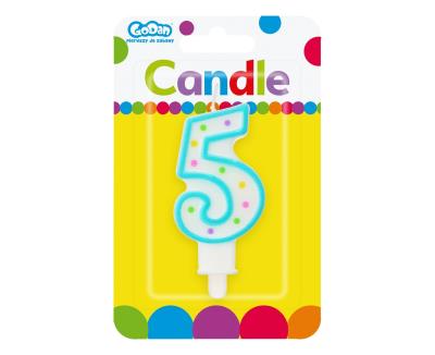 Opakowanie ŚWIECZKA CYFERKA Z KROPECZKAMI 5 7.5 CM PF-SCK5