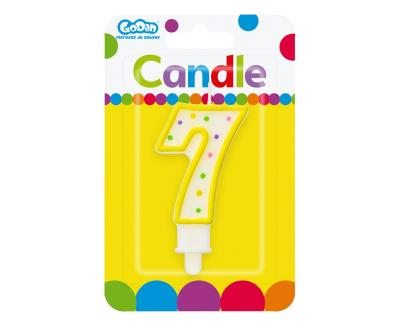 Opakowanie ŚWIECZKA CYFERKA Z KROPECZKAMI 7 7.5 CM PF-SCK7