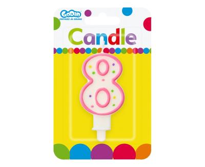 Opakowanie ŚWIECZKA CYFERKA Z KROPECZKAMI 8 7.5 CM PF-SCK8