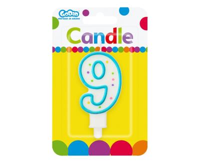 Opakowanie ŚWIECZKA CYFERKA Z KROPECZKAMI 9 7.5 CM PF-SCK9