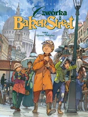 Czwórka z Baker Street T. 2 Sprawa Rabukina. Autor: Jean-Blaise Djian, Olivier Legrand, David Etien. SmakLiter.pl Okładka książki Czwórka z Baker Street T. 2 Sprawa Rabukina