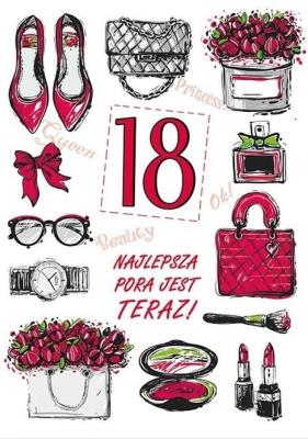 Opakowanie Karnet Party naklejany B6+koperta Urodziny 18 wz09