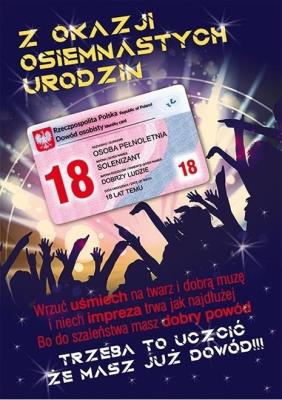 Opakowanie Karnet Party naklejany B6+koperta Urodziny 18 wz15