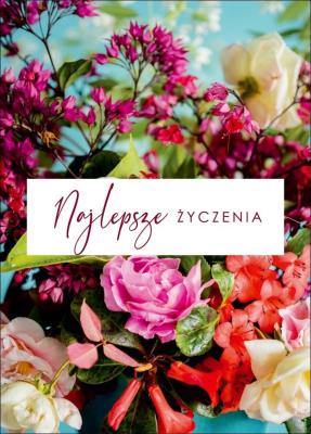 Kartka - Najlepsze życzenia - kwiaty. Wydawca: Koinonia. SmakLiter.pl Opakowanie Kartka - Najlepsze życzenia - kwiaty