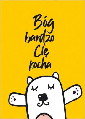 Kartkat - Bóg bardzo Cię kocha - miś. Wydawca: Koinonia. SmakLiter.pl Opakowanie Kartkat - Bóg bardzo Cię kocha - miś