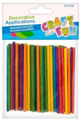 Opakowanie Ozodba dekoracyjna drewniana Patyczki okrągłe kolorowe op 50szt