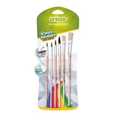 Pędzelki szkolne 6szt bls CRICCO. Wydawca: Cricco. SmakLiter.pl Opakowanie Pędzelki szkolne 6szt bls CRICCO