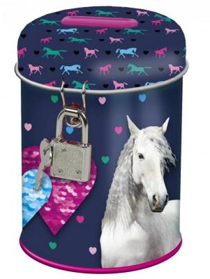 Skarbonka z kłódką Konie 17 DERFORM. Wydawca: Derform. SmakLiter.pl Opakowanie Skarbonka z kłódką Konie 17 DERFORM