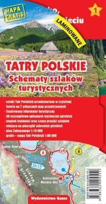 TATRY POLSKIE SCHEMATY SZLAKÓW TURYSTYCZNYCH LAMINOWANE. Autor: Opracowanie zbiorowe. SmakLiter.pl Okładka książki TATRY POLSKIE SCHEMATY SZLAKÓW TURYSTYCZNYCH LAMINOWANE