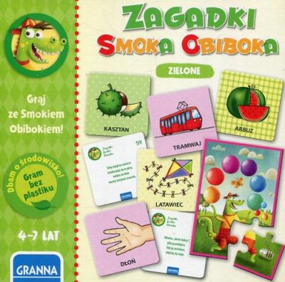 Zagadki Smoka Obiboka zielone GRANNA. Wydawca: Granna. SmakLiter.pl Opakowanie Zagadki Smoka Obiboka zielone GRANNA