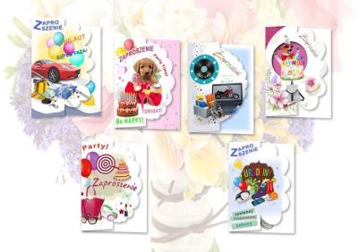 Opakowanie Zaproszenie brokat Młodzieżowe 10 szt. mix