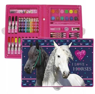 Zestaw artystyczny 71 elementów Konie 17. Wydawca: Derform. SmakLiter.pl Opakowanie Zestaw artystyczny 71 elementów Konie 17
