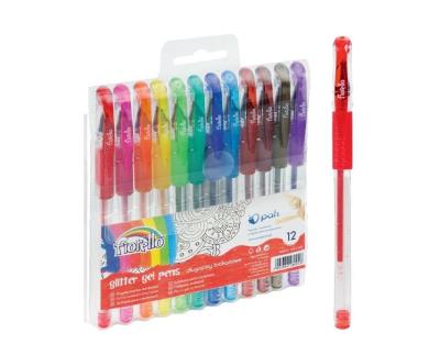 Długopis żelowy z brokatem 12 kolorów FIORELLO. Wydawca: Fiorello. SmakLiter.pl Opakowanie Długopis żelowy z brokatem 12 kolorów FIORELLO
