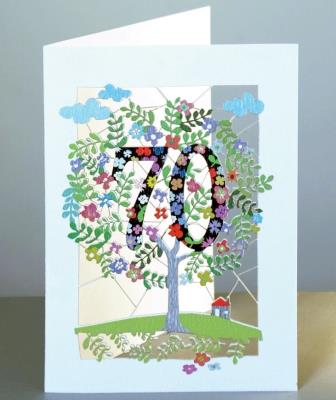 Opakowanie Karnet PM170 wycinany + koperta Urodziny 70