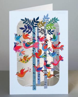 Opakowanie Karnet PM223 wycinany +koperta Ptaszki na drzewach
