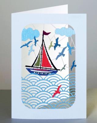 Opakowanie Karnet PM267 wycinany + koperta Łódka