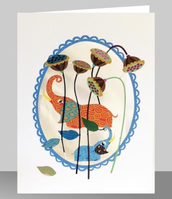 Opakowanie Karnet PM506 wycinany + koperta Słonie