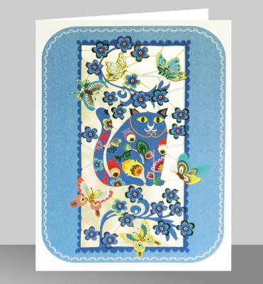 Opakowanie Karnet PM541 wycinany + koperta Niebieski kot