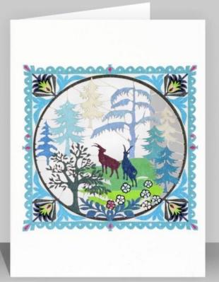 Opakowanie Karnet PM560 wycinany + koperta Las