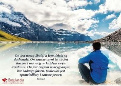 Kartka - On jest naszą Skałą, a Jego.... Wydawca: Bogulandia. SmakLiter.pl Opakowanie Kartka - On jest naszą Skałą, a Jego...