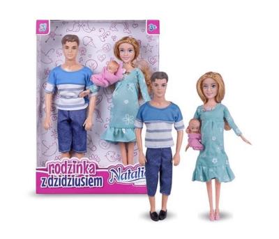 Opakowanie Lalka Natalia rodzinka z dzidziusiem niebieska